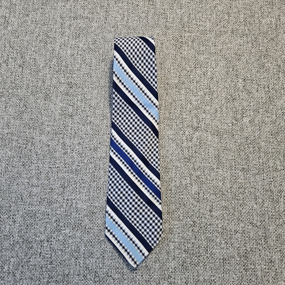 Vintage Wembley Necktie 1960s 1970s Wide Striped /Check Tie – Blues